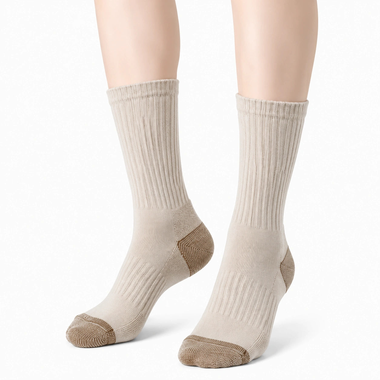 Calze a costine 43-46 in maglia beige e marrone stile casual