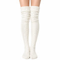 Calze lunghe 39-42 in maglia bianco panna a trecce stile invernale