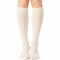 Calze al ginocchio 39-42 in maglia color crema con motivo traforato