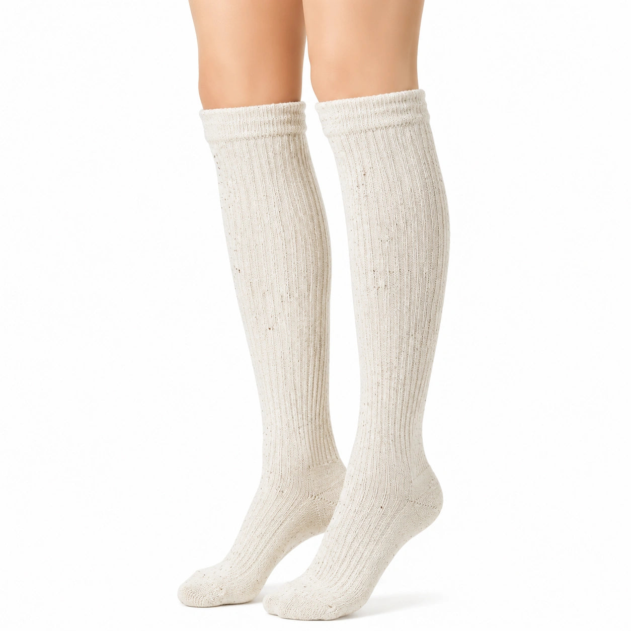 Calze al ginocchio 39-42 in maglia beige a coste stile casual
