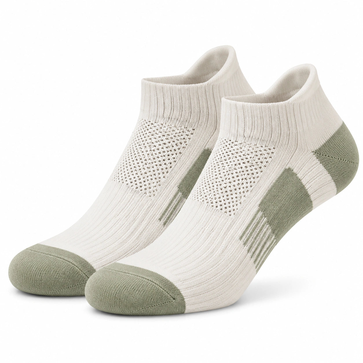 Calzini sportivi alla caviglia 35-38 in tessuto a maglia bianco e verde con pannelli traspiranti