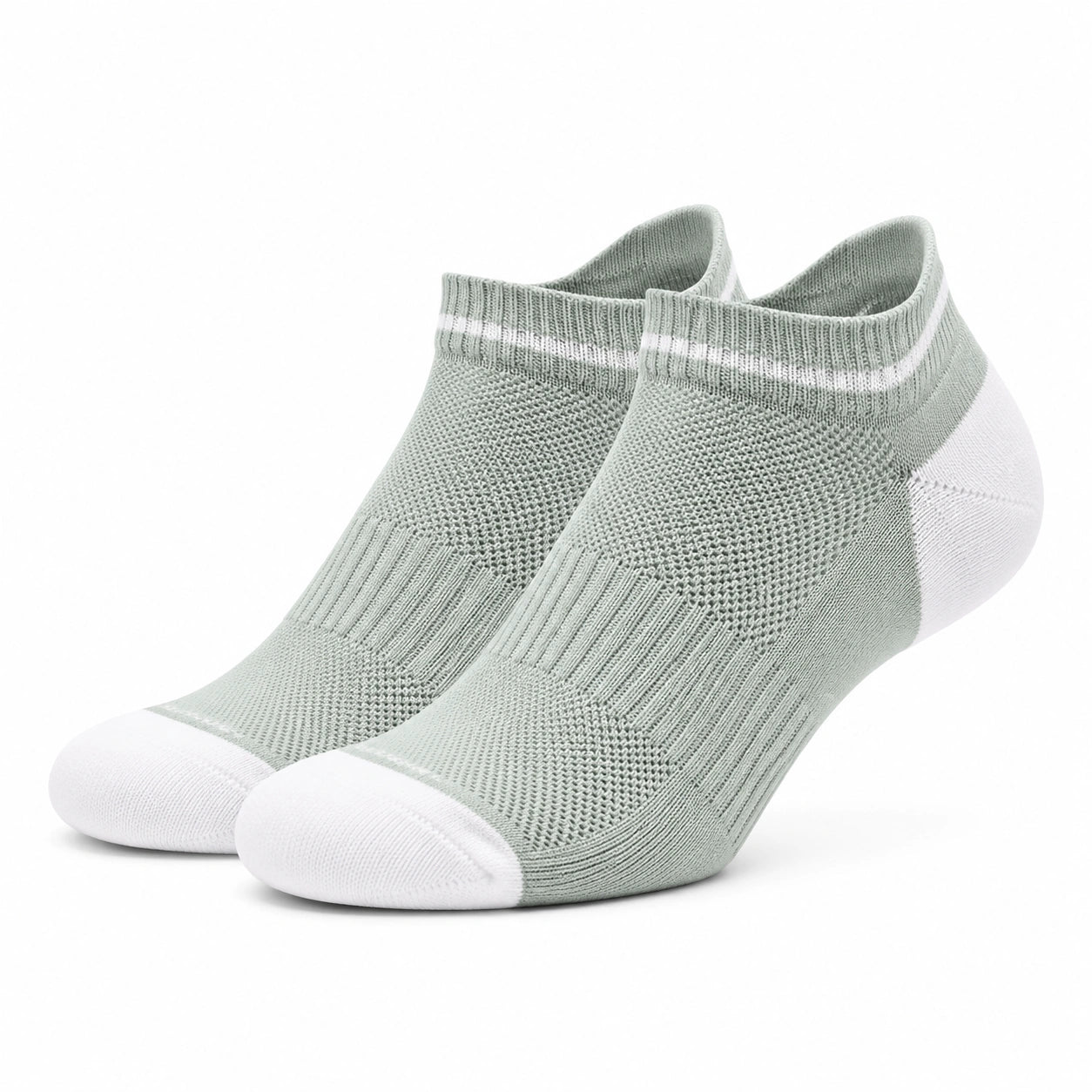 Calzini alla caviglia 35-38 in maglia verde salvia e bianco traspiranti sportivi
