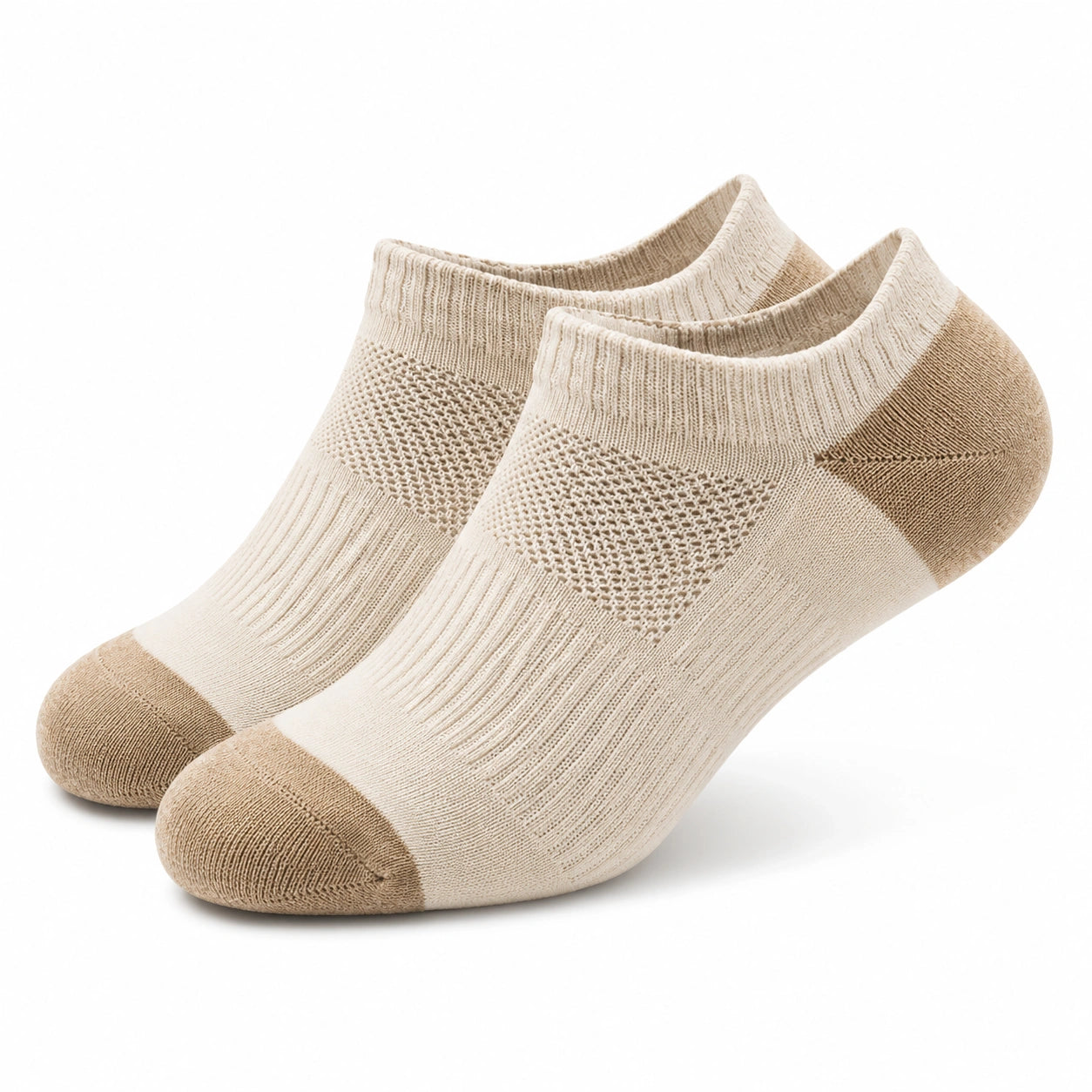 Calzini bassi 39-42 in tessuto a maglia beige e marrone traspiranti per uso quotidiano